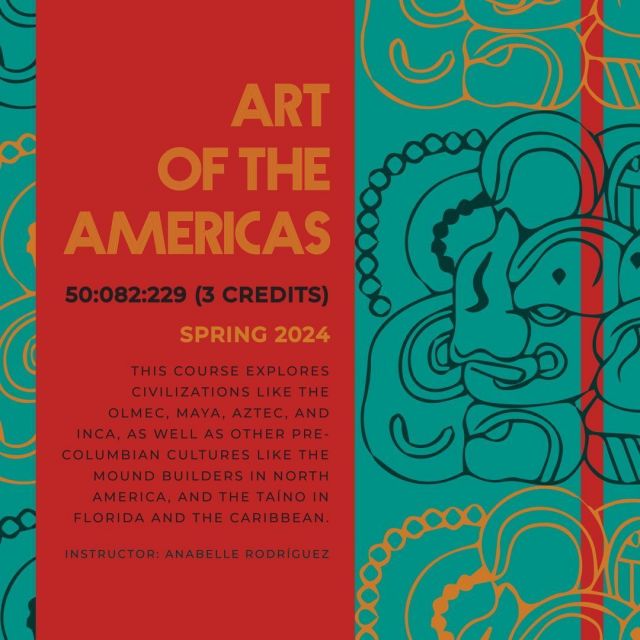 Have a blank space on your course schedule for next semester? If you are in need of a class to take, register for Art of the Americas with Prof. Anabelle Rodriguez.🎨This three credit course explores the cultures of civilizations such as the Olmec, Maya, Aztec, and Inca. Does art history pique your interest? Expand your knowledge this spring!! 🌱 🌷