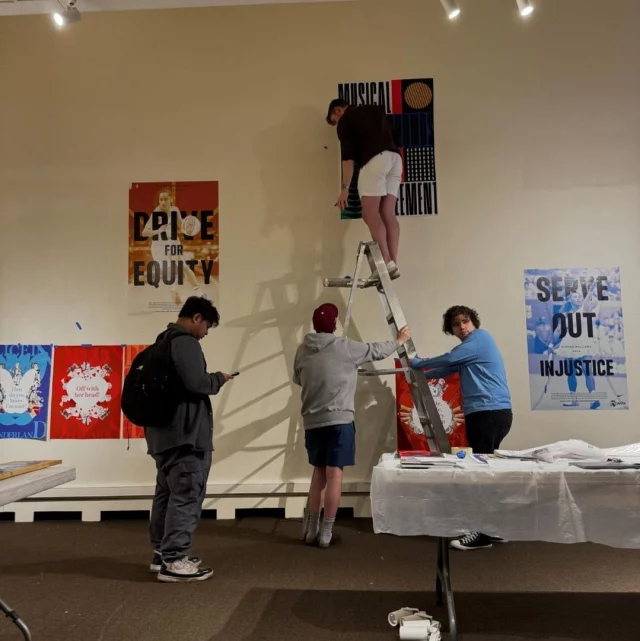 Join us to celebrate the amazing work of our graduating artists in the 2024 Senior Thesis Show: We Perform the Ornate Escape! It will showcase various media, including crochet,  3D prints, and more! Come witness their amazing and hard work! Here's a photo of them working hard to prepare for the show!
When: May 1st- May 16th; Reception: Saturday May 11th 3pm-5pm
Where: Stedman Gallery